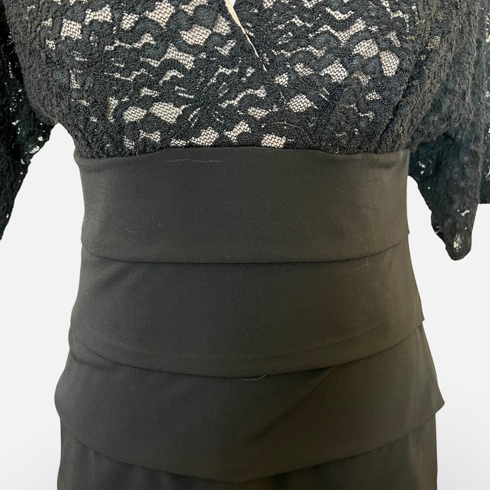 Little Black Dress LBD Size 8 Plunging Neckline Romantic Hourglass Wedding - Picture 5 of 14